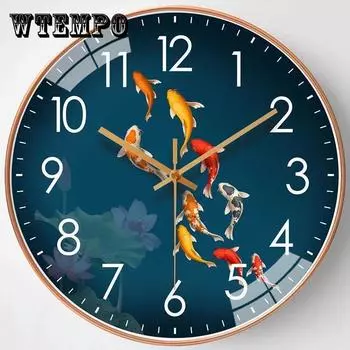 Часы Настенные часы Гостиная Домашнее украшение Бесшумные настенные часы для спальни без штамповки Европейские креативные кварцевые часы 20*20cm