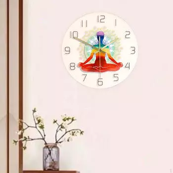 Часы настенные для йоги, бесшумные, 12 дюймов, круглые, современный орнамент, декоративные для гостиной, спальни