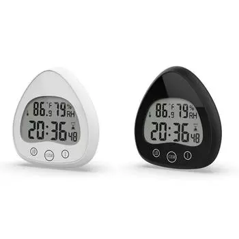 Часы настенные для ванной комнаты и кухни водонепроницаемые с функцией обратного отсчета температуры и влажности X3UC чёрный