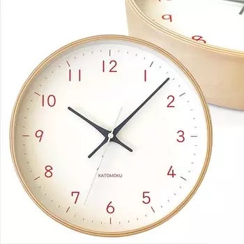 Часы настенные из фанеры KATOMOKU 22 оранжевые с непрерывной секундной стрелкой km-121OR 252 мм (Радиочасы)