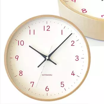 Часы настенные из фанеры KATOMOKU 22 розовые с непрерывной секундной стрелкой km-121LPRC 252 мм (радиочасы)