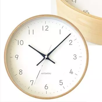 Часы настенные из фанеры KATOMOKU 22 секунды (непрерывная рука) км-121БКРЦ 252мм (радиочасы)