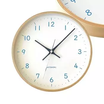 Часы настенные из фанеры KATOMOKU 22 светло-голубые с непрерывной секундной стрелкой km-121LB 252 мм (радиочасы)