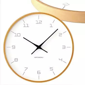 Часы настенные из фанеры KATOMOKU 7 шт., натуральный механизм, ход часов km-71NA 304 мм (кварцевые часы)