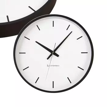 Часы настенные из фанеры KATOMOKU черные с непрерывной секундной стрелкой km-49BK 304 мм (радиочасы)