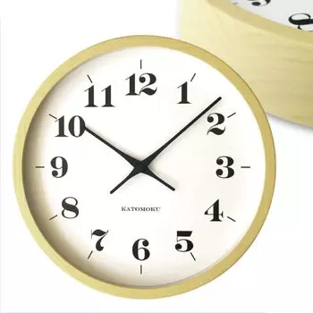 Часы настенные KATOMOKU muku 12 желтые, развертка km-97YERC 306 мм (радиочасы)