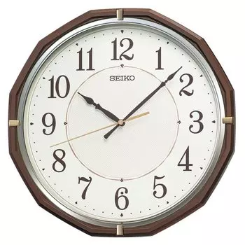 Часы настенные радиочасы Seiko аналоговые коричневые металлические 305 x 305 x 47 мм KX274B