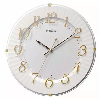 Часы настенные RHYTHM Gold Citizen с аналоговым радио и непрерывной секундной стрелкой, внутренние, 33x4,9 см 8MY537-018 золотой