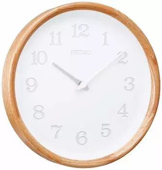 Часы настенные Seiko Clock из натурального дерева диаметром 280 x 59 мм с радиоаналоговым управлением KX239A