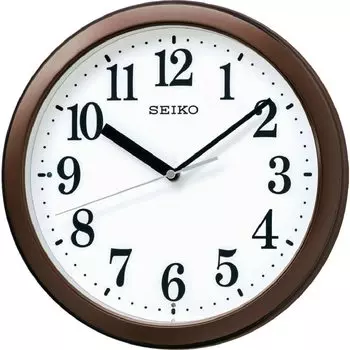 Часы настенные Seiko Clock коричневые металлические диаметр радио аналоговые компактный размер KX256B 28.0x4.6см