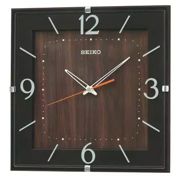 Часы настенные Seiko Clock Natural Radio Analog Square Shape Dark Brown KX398B коричневый