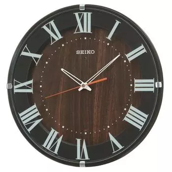 Часы настенные Seiko Clock Natural Radio Analog темно-коричневые диаметр 320x46 мм KX397B