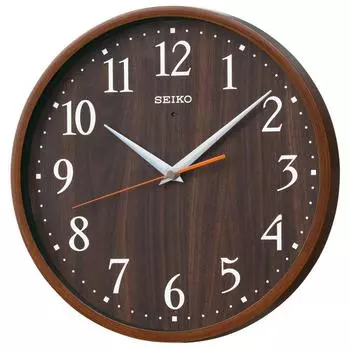 Часы настенные Seiko Clock Natural Radio Analog темно-коричневые с рисунком под дерево диаметр 300x45 мм KX399B