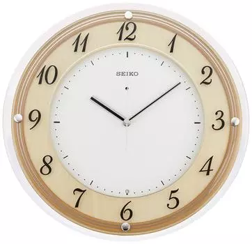 Часы настенные Seiko Clock Natural Radio Analog Wood Frame Natural Color Wood KX321A золотой