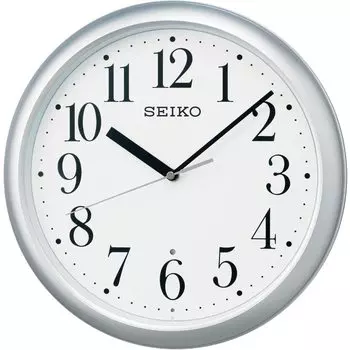 Часы настенные Seiko Clock офисного типа радио аналоговые серебристые металлические KX218S
