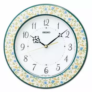 Часы настенные Seiko Clock радио аналоговые цветочный узор диаметр 286 x 49 мм KX266Y