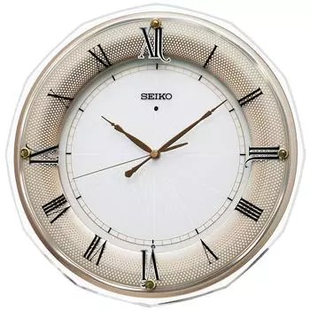 Часы настенные Seiko Clock Radio Wave Light Golden Pearl 340 x 340 x 45 мм KX269G