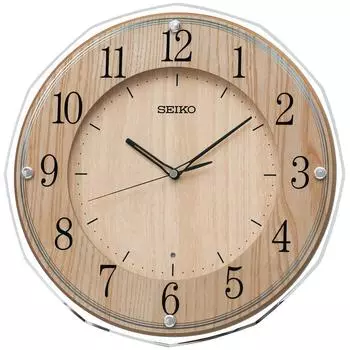 Часы настенные Seiko Clock Radio Wave светло-коричневые деревянные 340 x 340 x 47 мм KX270B