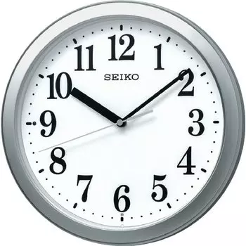 Часы настенные Seiko Clock серебристые металлические диаметр радио аналоговые компактный размер KX256S 28.0x4.6см