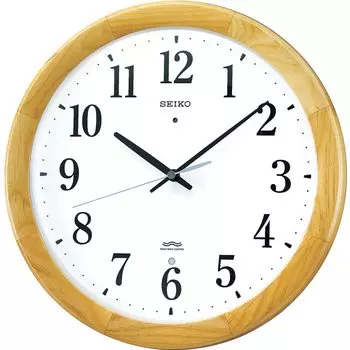 Часы настенные Seiko радио аналоговые деревянная рамка натуральный цвет дерево KX311B золотой