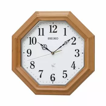 Часы настенные Seiko звуки природы 12 типов радио аналоговый сигнал времени переключаемый светло-коричневый деревянный корпус xx RX216B размер 33.0 33.0 6.8 см