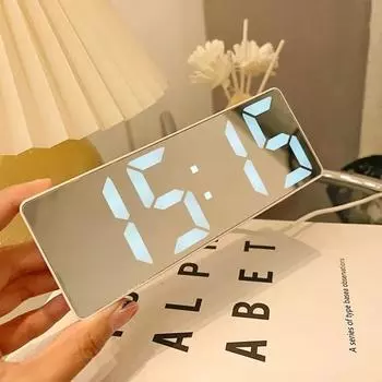 Часы настольные Большие цифровые настенные часы настольные офисные принадлежности детские изогнутые украшения. Сигнализация Электроника Электронное светодиодное зеркало