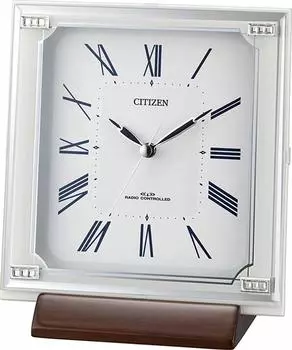 Часы настольные RHYTHM белые Citizen Radio аналоговые подвесные можно использовать 4RY712-003 17.9x16.2x8.8 см