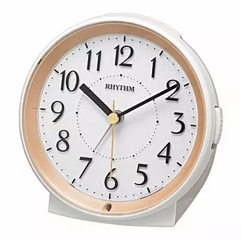 Часы настольные RHYTHM золотые с будильником аналоговые с непрерывной секундной стрелкой темные автоматические с подсветкой 8RE669SR18 11.4x11.2x6.2 см