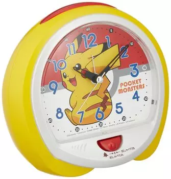 Часы настольные Seiko Clock желтые с корпусом xx Pocket Monster Pikachu аналоговые переключаемые CQ421Y размер 13,0 14,0 9,6 см