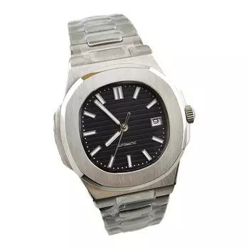 Часы Nautilus из нержавеющей стали без логотипа NH35, корпус 40 мм, мужские, механические, установка механизма NH35, черные, современные