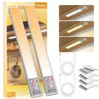 Часы непрерывного датчика движения ультратонкая светодиодная панель для шкафа входная лампа дневного света 2 шт. [60 освещения] свет, перезаряжаемый, для помещений, свет,