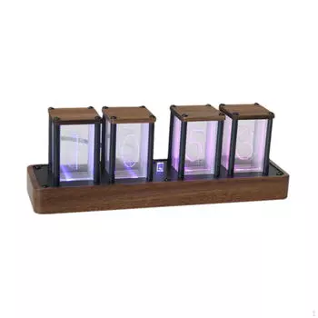 Часы Nixie Tube Clock Alarm Timer Modern Decor RGB Glow Vintage Wooden Digital Desktop 350x100x120mm_6 Bit