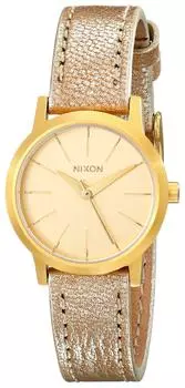 Часы Nixon Kenzi из нержавеющей стали с кожаным ремешком, один размер, мерцающие, женские, золотистого оттенка