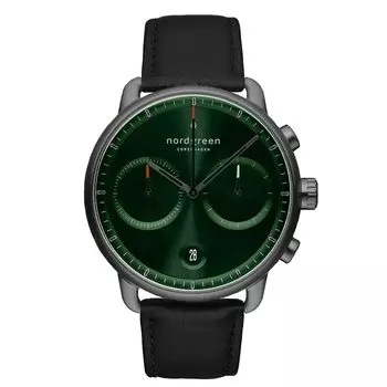 Часы Nordgreen Pioneer Scandinavian Design Sunray Green Black Leather 42 мм