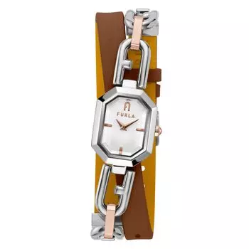 Часы OCTAGONAL Silver Dial Stainless Steel Mineral Glass Quartz Daily Waterproof China Watch WW00044006L5 Brown [Furla] 27.5MM Womens [Товар] коричневый