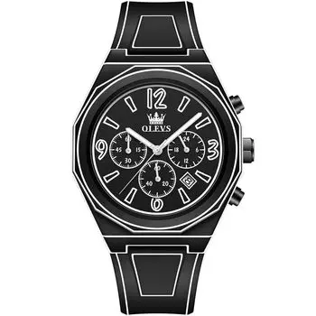 Часы OLEVS Крутые Аниме Часы Популярные Водонепроницаемые Светящиеся Кварцевые Часы Часы Дата Часы для мужчин Часы Черные Мужские Мужские чёрный