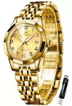 Часы OLEVS кварцевые легко читаемые цифровые популярные часы бизнес японский механизм дата светящиеся водонепроницаемые наручные часы для женщин золото