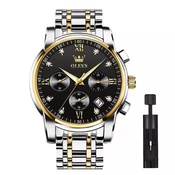 Часы OLEVS мужские деловые наручные часы мужские фирменные металлические браслеты браслет из нержавеющей стали аналоговый дисплей стильные повседневные часы