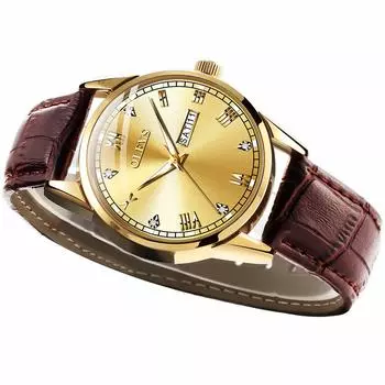 Часы OLEVS Watch Arm Watch Стильные ультратонкие кварцевые часы с кожаным ремешком и аналоговым дисплеем даты для мужчин