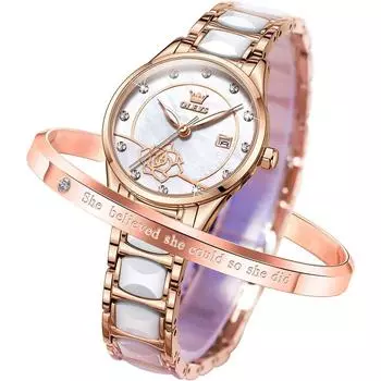 Часы OlevS Watch женские популярные легко различимые японские часы с симпатичной датой и светящимися водонепроницаемыми часами на День святого Валентина