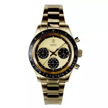 Часы Omex DENMA Vintage Model Водонепроницаемость до 3 АТМ Часы Omeco Часы Omeko Clock Hommage Часы Omex Watch x Gold [OMECO] Мужские (Золото (Черный безель))