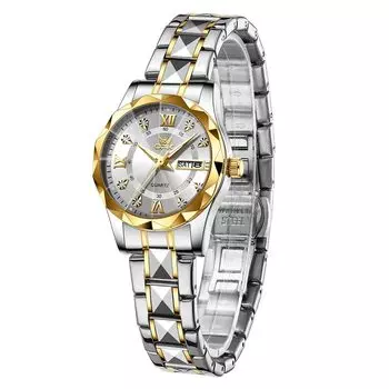 Часы OPK Watch кварцевые наручные популярные простые женские великолепные легкие водонепроницаемые светящиеся часы для женщин белые женские легко читаемые золотые. розового золота