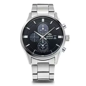 Часы ORIENT SOLAR Solar Chronograph, произведенные в Японии, с внутренней гарантией, Flack [Orient], производитель RN-TY0002B, мужские чёрный