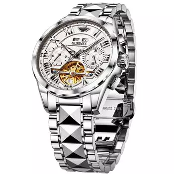 Часы OUPINKE Автоматические механические часы с удобным для чтения циферблатом Водонепроницаемые часы с календарем Автоматические с ручным заводом 40 мм Полый циферблат Мужские - Мужские - -