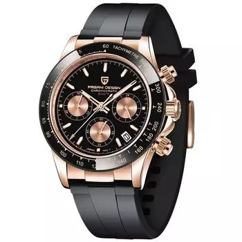 Часы PAGANI DESIGN с японским кварцевым механизмом SEIKO Daytona Chronograph с корпусом, водонепроницаемым керамическим безелем, деловые, деловые, нарядные, из нержавеющей стали