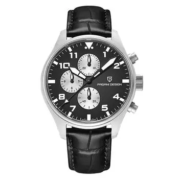 Часы PAGANI DESIGN с японским механизмом SEIKO VK67, часы-пилот, хронограф, корпус из нержавеющей стали, водонепроницаемые, деловые, деловые, нарядные, нержавеющая сталь