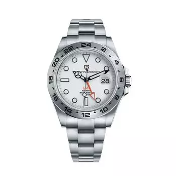 Часы PAGANI DESIGN с высокой производительностью GMT, автоматический механический механизм Explorer 2, в комплекте водонепроницаемые деловые наручные часы из нержавеющей стали белый