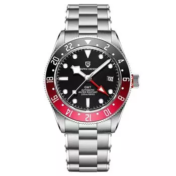 Часы PAGANI DESIGN с высокопроизводительным механизмом GMT, автоматическим механическим механизмом, в комплекте с водонепроницаемым деловым нарядным часовым механизмом из нержавеющей стали