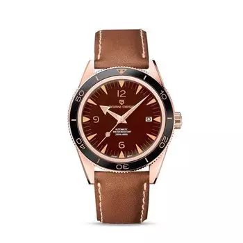 Часы PAGANI DESIGN Сделано в Японии Механизм Seamaster Divers Автоматические механические Корпус с водонепроницаемым керамическим безелем Деловые деловые наручные часы из кожи
