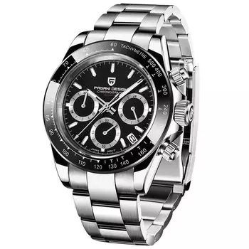 Часы PAGANI DESIGN Сделано в Японии SEIKO кварцевый механизм Daytona хронограф с корпусом водонепроницаемый керамический безель деловые деловые часы из нержавеющей стали чёрный